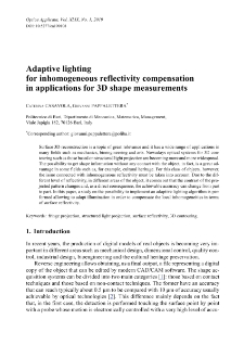 Adaptive lighting for inhomogeneous reflectivity compensation in applications for 3D shape measurements