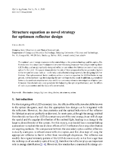Structure equation as novel strategy for optimum reflector design