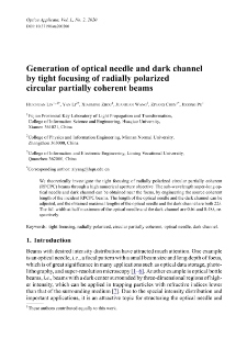 Generation of optical needle and dark channel by tight focusing of radially polarized circular partially coherent beams