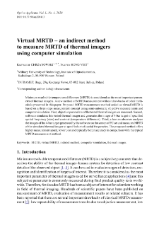 Virtual MRTD – an indirect method to measure MRTD of thermal imagers using computer simulation