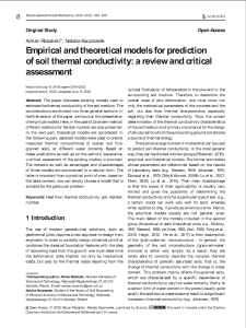 Empirical and theoretical models for prediction of soil thermal conductivity: a review and critical assessment