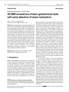 3D DEM simulations of basic geotechnical tests with early detection of shear localization