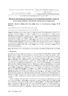 Physical and chemical processes of Abu Rusheid cataclastic rocks for recovering niobium, zirconium and uranium compounds