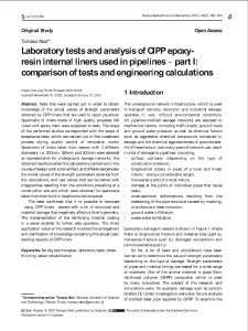 Laboratory tests and analysis of CIPP epoxy-resin internal liners used in pipelines - part I: comparison of tests and engineering calculations