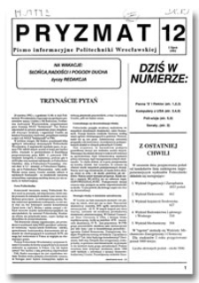 Pryzmat : Pismo Informacyjne Politechniki Wrocławskiej. 1 lipca 1992, nr 12