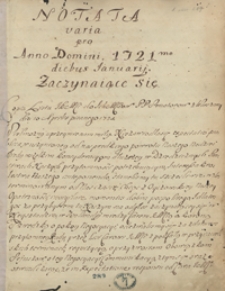 Notata varia pro anno domini 1721 diebus Ianuarii zaczynające się
