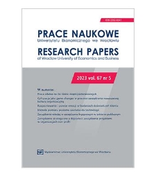 Spis treści [Prace Naukowe Uniwersytetu Ekonomicznego we Wrocławiu = Research Papers of Wrocław University of Economics; 2023; vol. 67, nr 5]