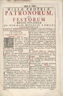Missæ Propriæ Patronorum, Et Festorum Regni Poloniæ. Ad Normam Missalis Romani Accommodatæ