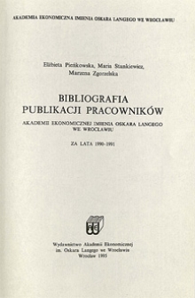 Bibliografia publikacji pracowników Akademii Ekonomicznej imienia Oskara Langego we Wrocławiu za lata 1990-1991