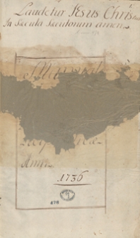 Manuale quartae partis proventuum Reipublicae anni 1736 [oraz inne materiały dotyczące spraw skarbowych w Polsce]