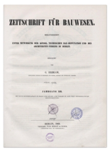 Zeitschrift für Bauwesen, Jr. XIII, 1863, H. 11-12