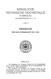 Programm für das studienjahr 1913-1914