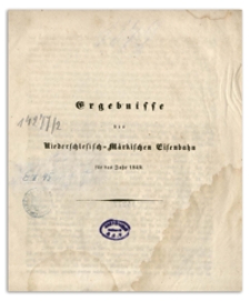 Ergebnisse der Niederschlesisch-Märkischen Eisenbahn für das Jahr 1849