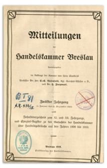 Mitteilungen der Handelskammer zu Breslau, 1910, Nr 1-12