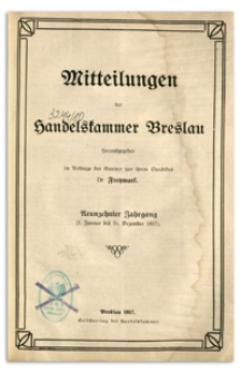 Mitteilungen der Handelskammer zu Breslau, 1919, Nr 1-12