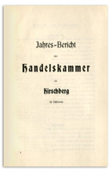 Jahresbericht der Handelskammer zu Hirschberg in Schlesien über das Jahr 1908