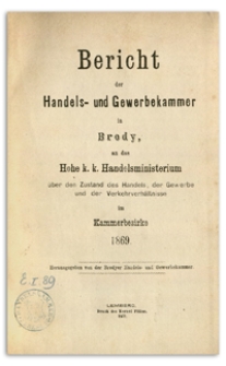 Bericht der Handels- und Gewerbekammer in Brody. 1869