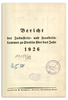 Bericht über das Jahr 1926