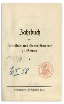 Jahrbuch der Industrie- und Handelskammer zu Stettin. 1935